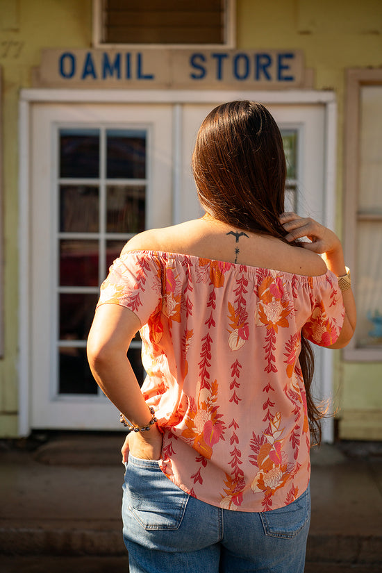 Leimana Off The Shoulder Top - Apricot Luau