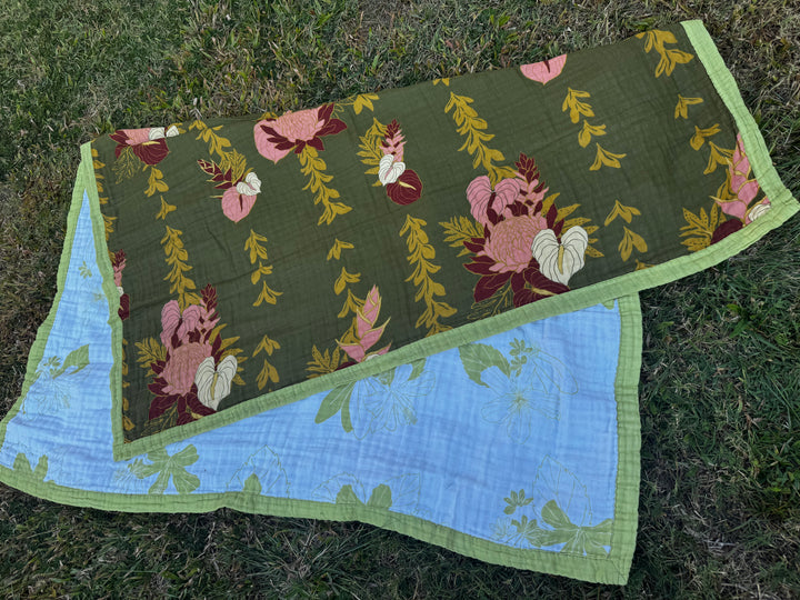 Forest Luau/ Native Aloha Muslin Blanket