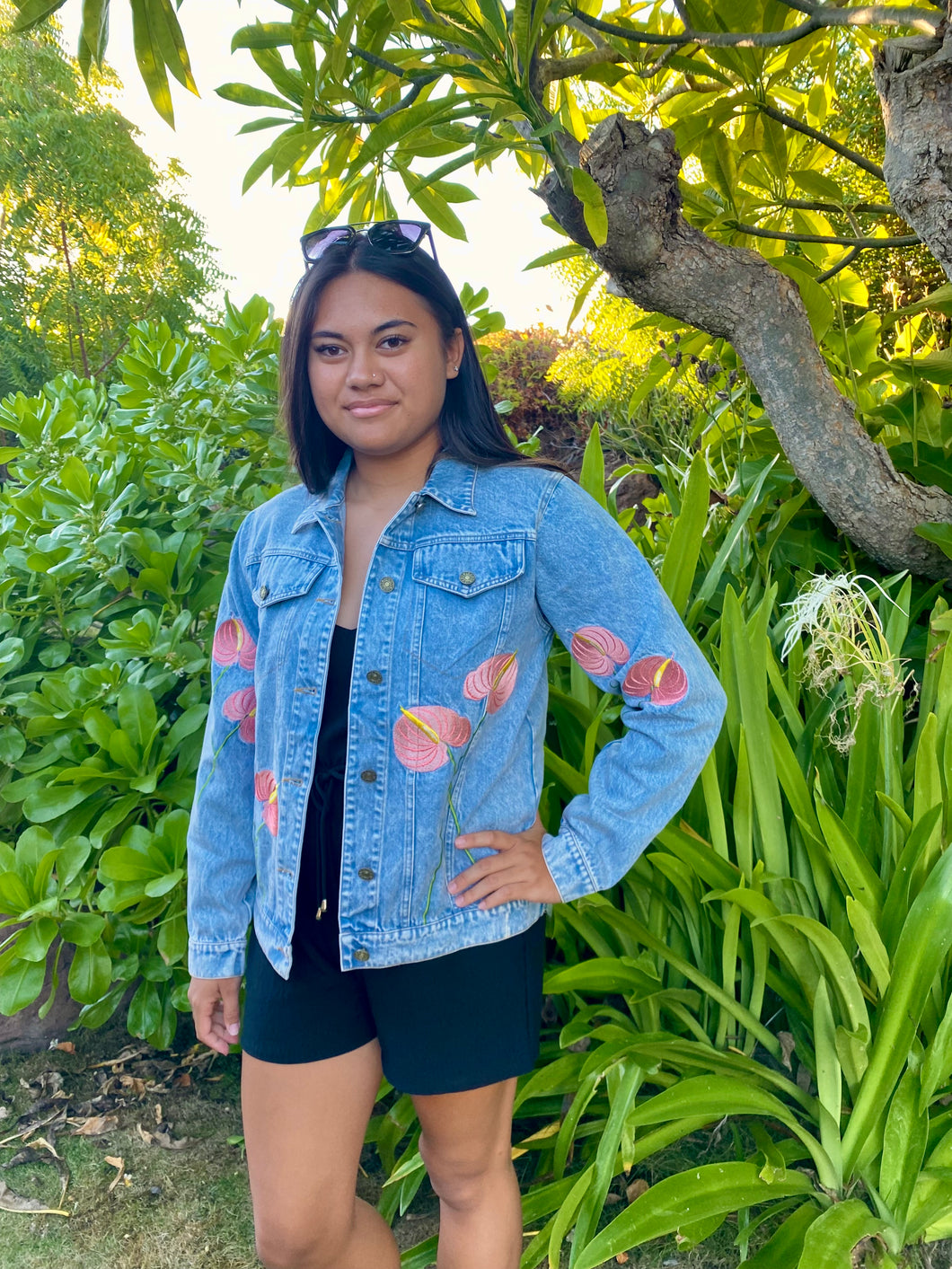 Wahine Anthurium Denim Jacket