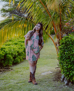 Kaikai Aloha Dress- Pink Ulu