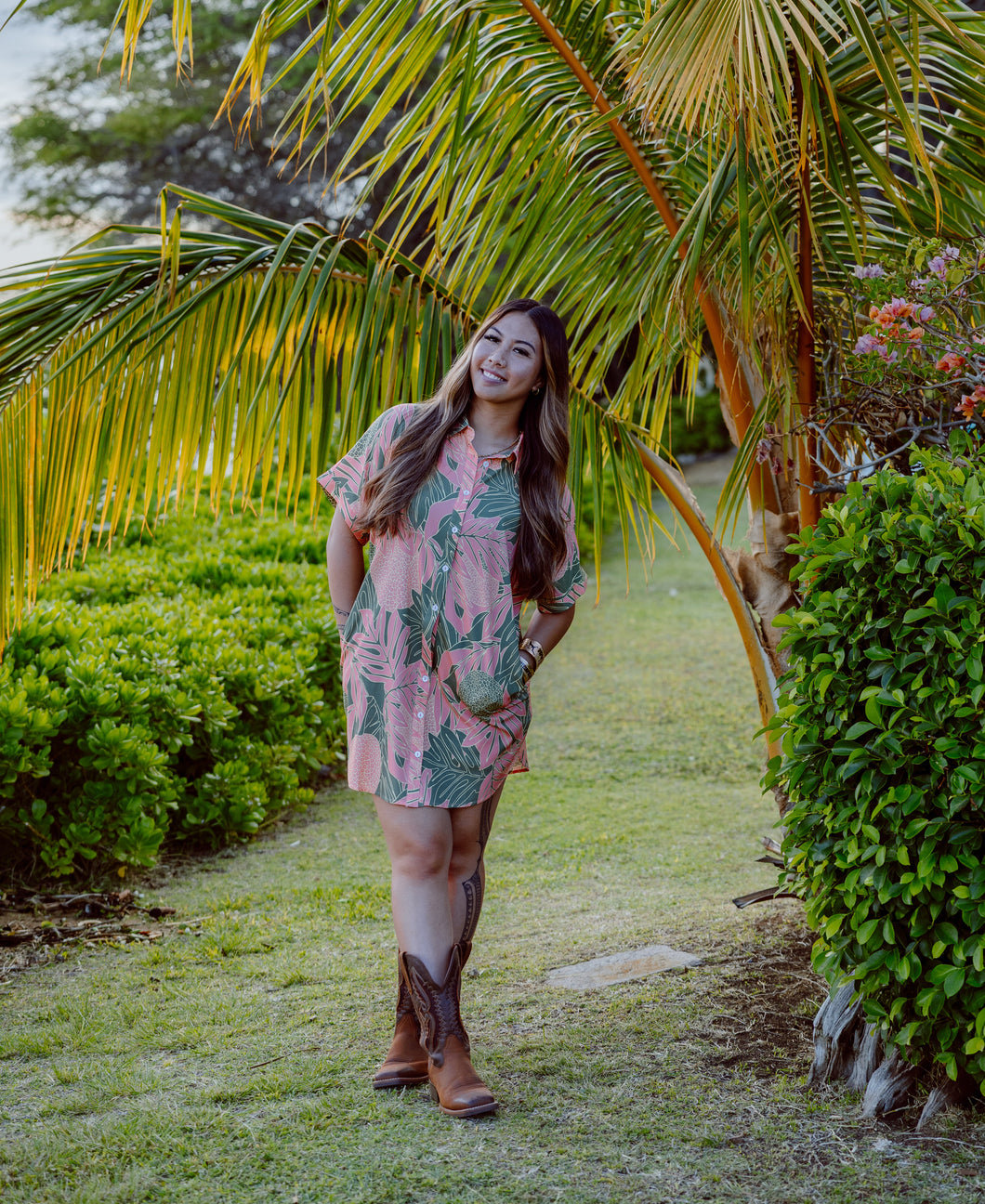 Kaikai Aloha Dress- Pink Ulu