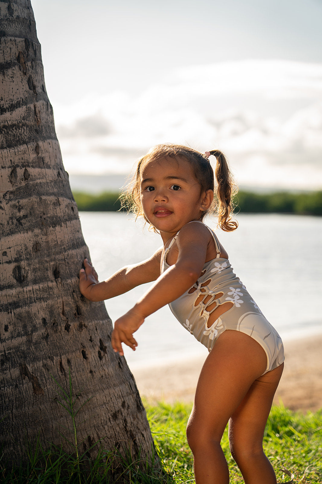 Girl's Swimsuit - Gray Kukui