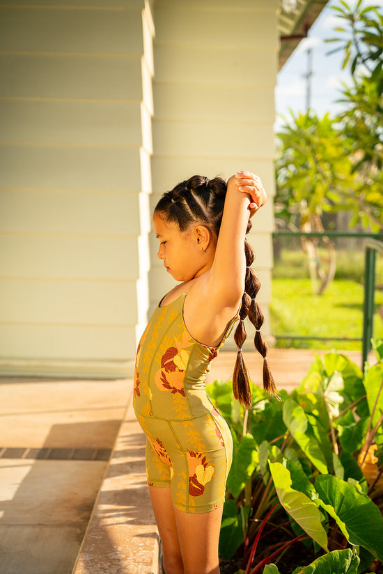 Girls Active Romper- Forest Luau