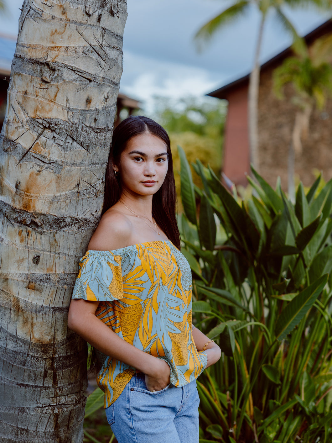Leimana Off The Shoulder Top- Yellow Ulu