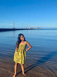 Girl's Dress- Green Anthurium
