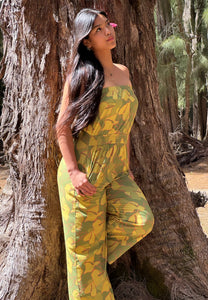 Strapless Jumpsuit- Green Anthurium