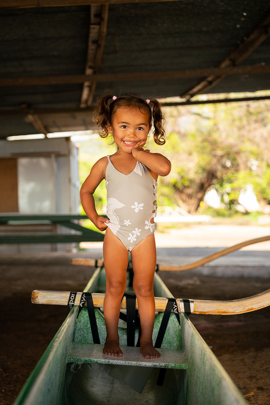 Girl's Swimsuit - Gray Kukui