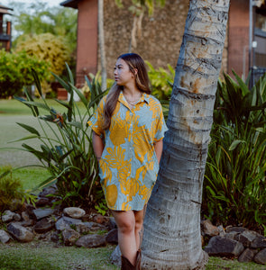 Kaikai Aloha Dress- Yellow Ulu