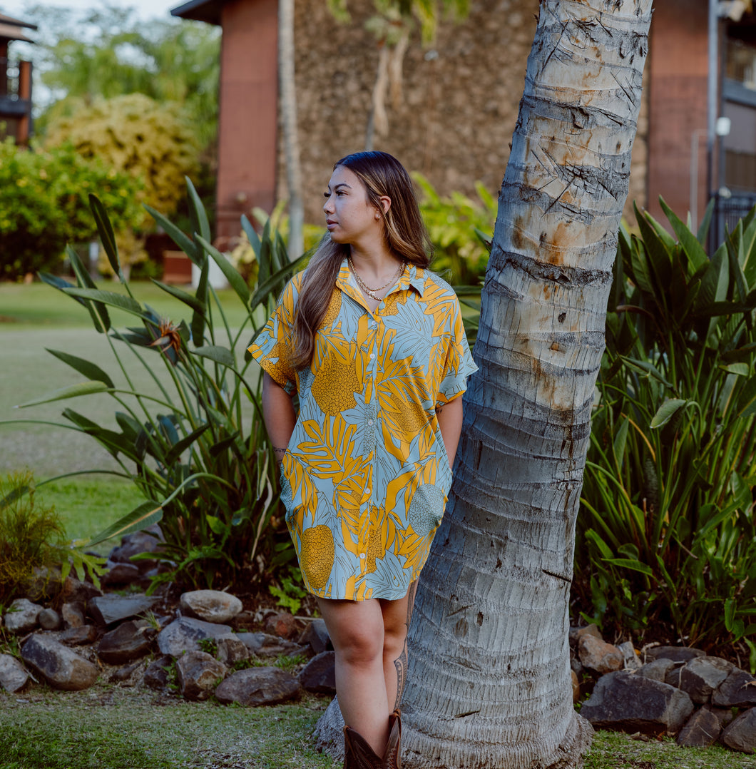 Kaikai Aloha Dress- Yellow Ulu