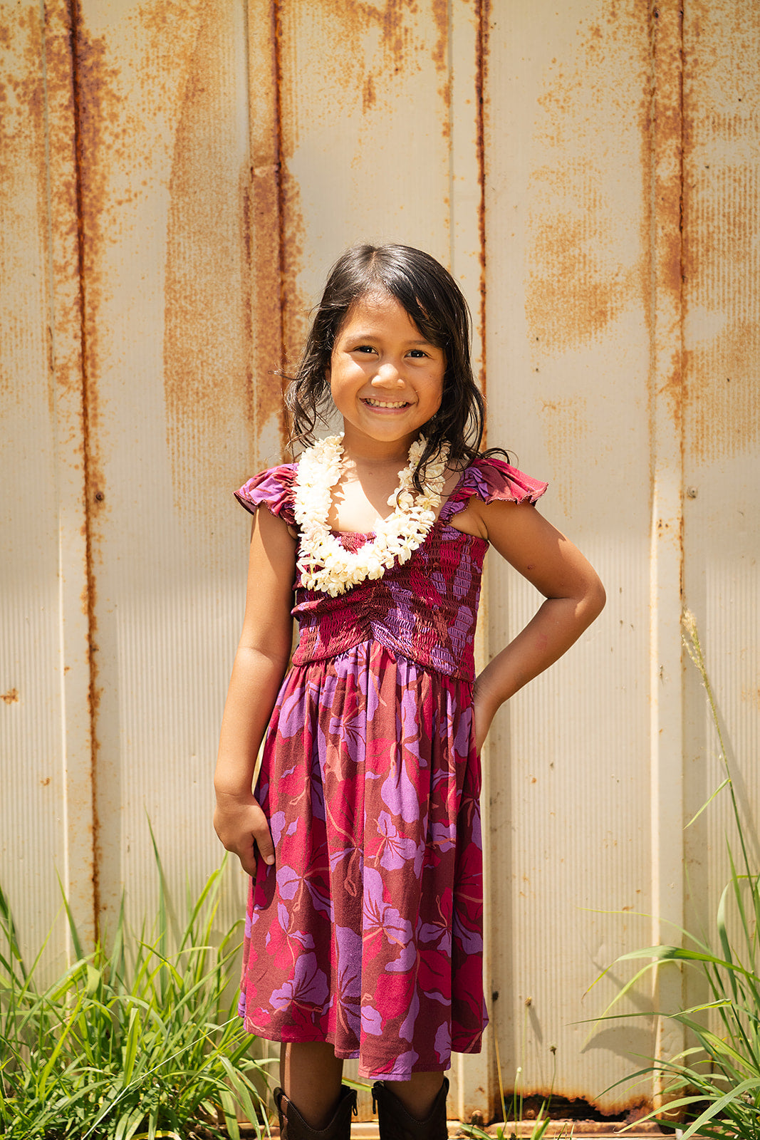 Lauena Girl’s Dress  - Sangria