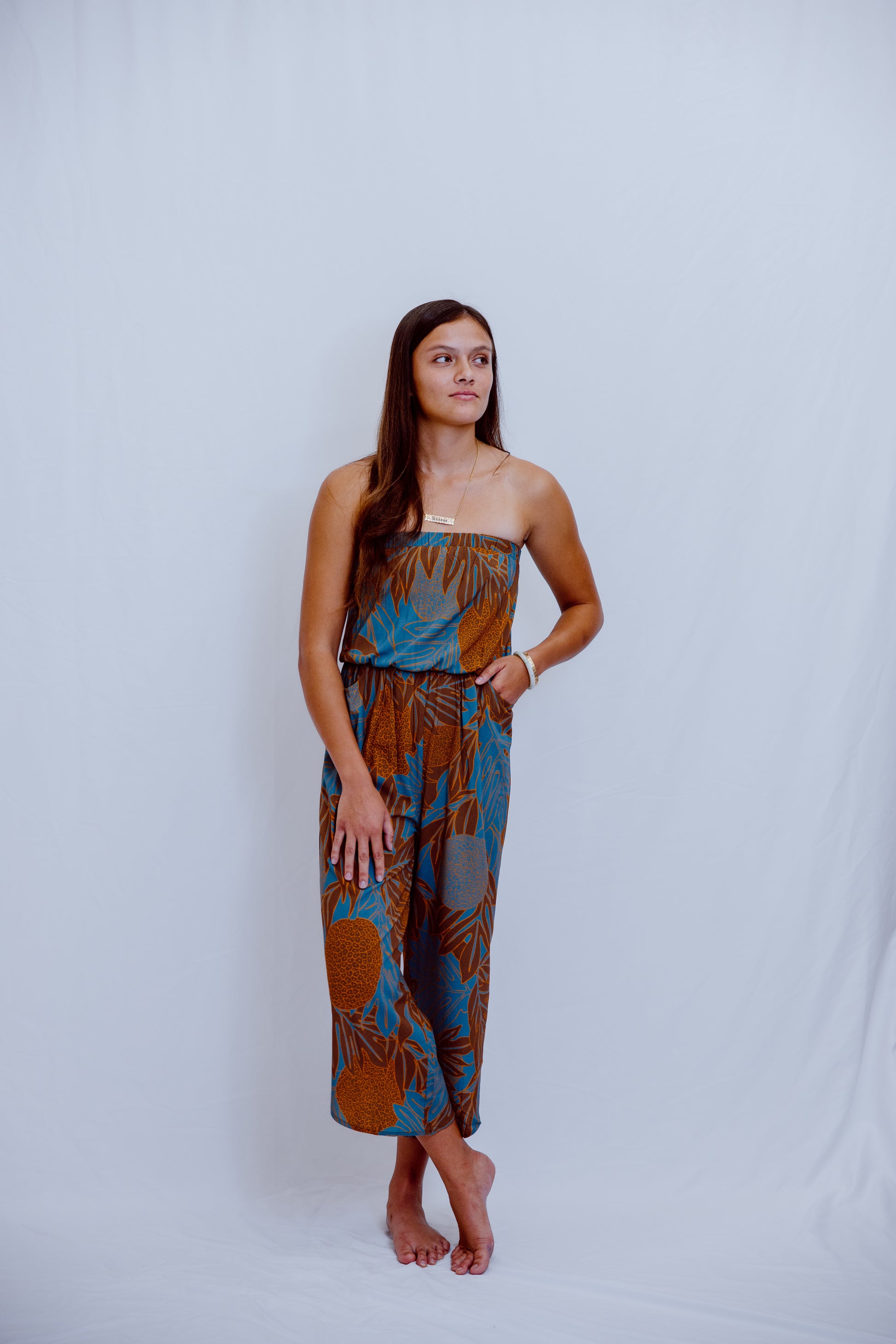 Paulele Strapless Jumpsuit - Navy Ulu