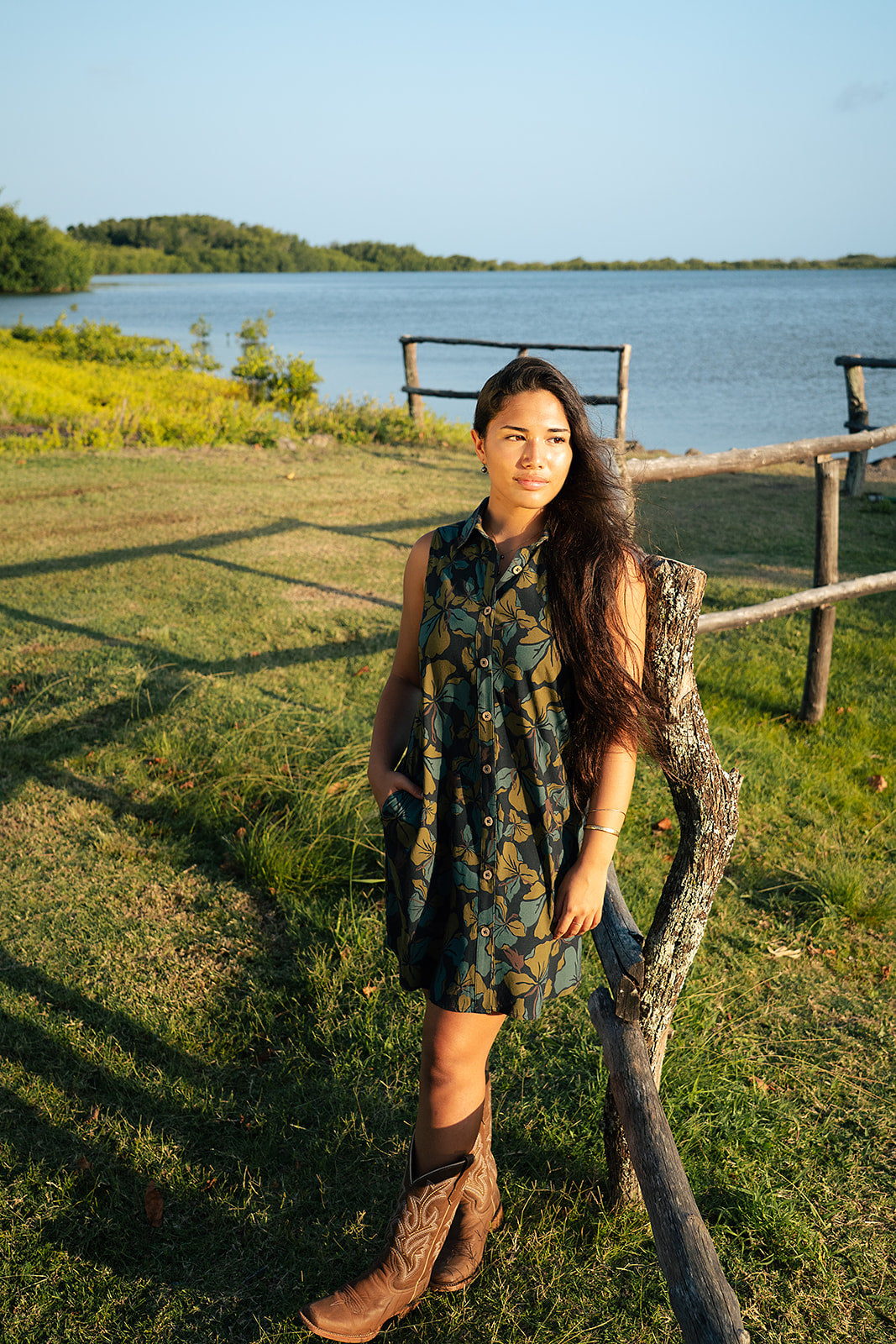 Ella Button Up Dress - Peacock