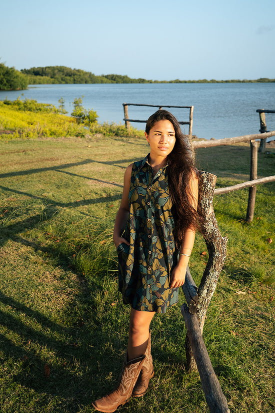 Ella Button Up Dress - Peacock