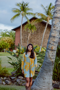 Mahina Long Sleeve Dress- Yellow Ulu