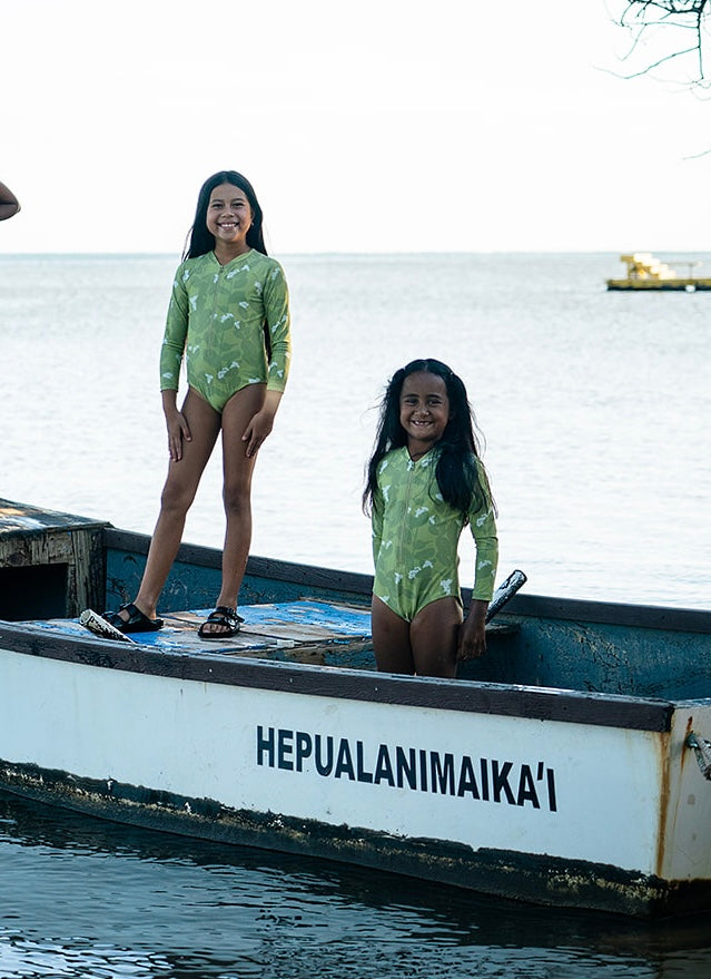 Girl's Long Sleeve Swimsuit - Matcha