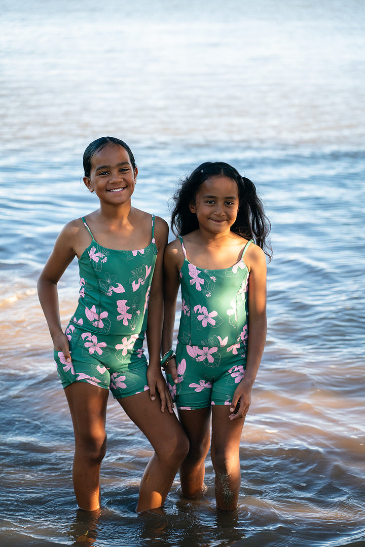 Girl’s Active Romper - Teal/Bubble Gum