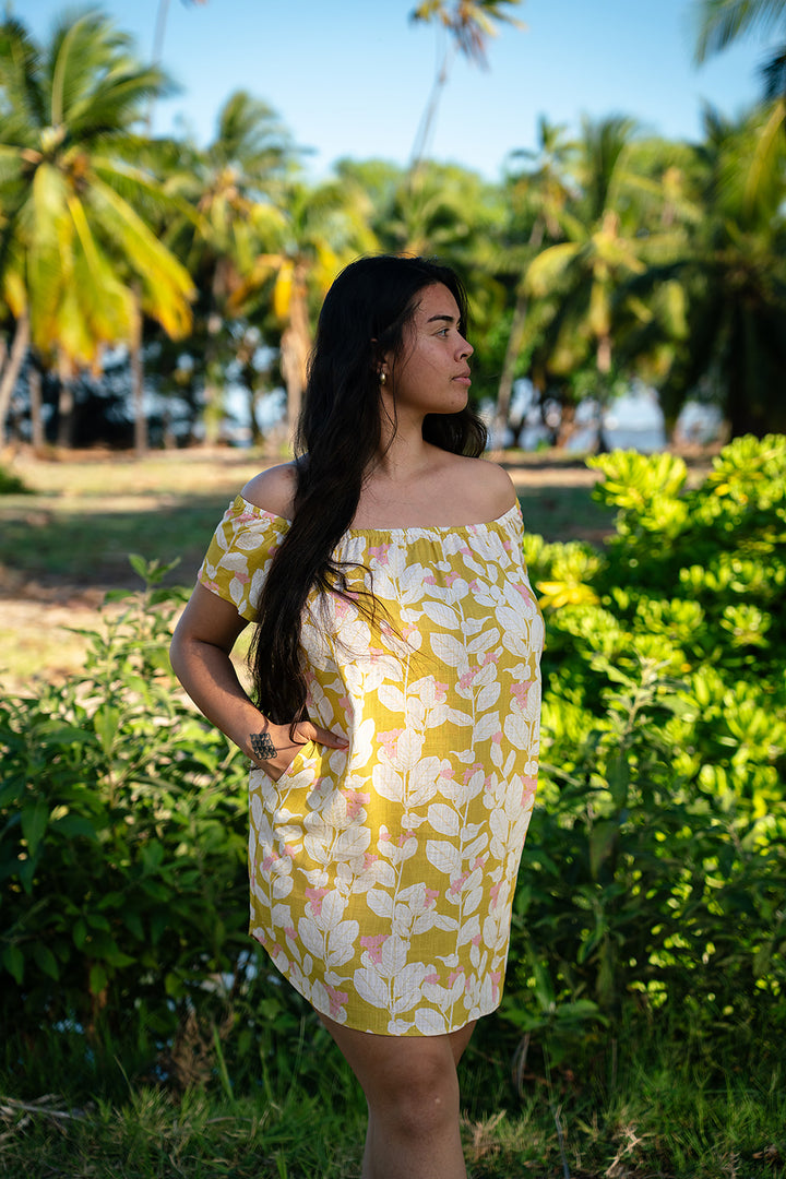 Kalena OTS Dress - Lemon