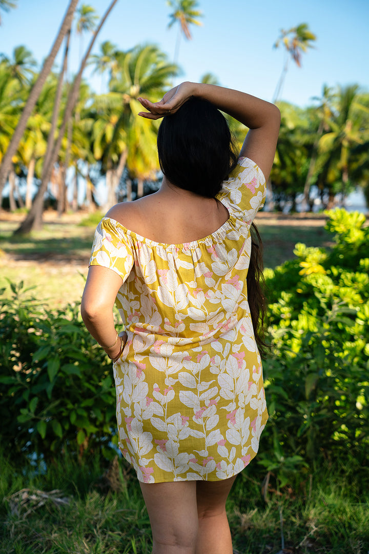 Kalena OTS Dress - Lemon