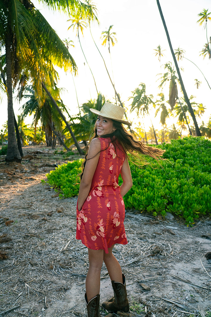 Ella Button Up Dress - Crimson