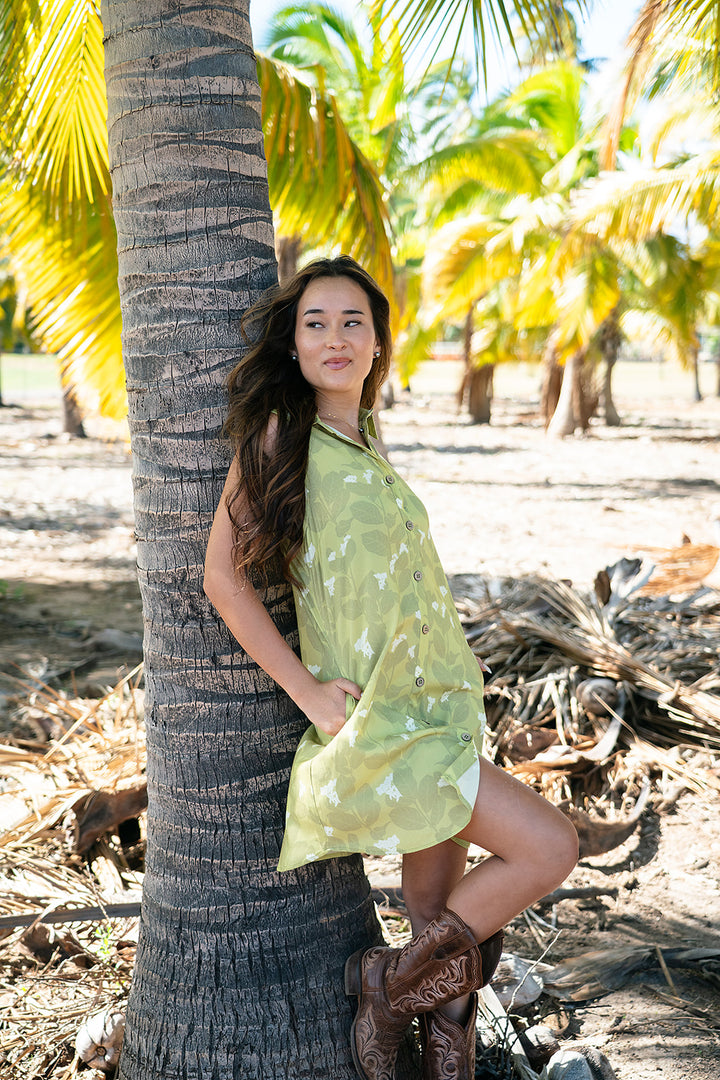 Ella Button Up Dress - Matcha
