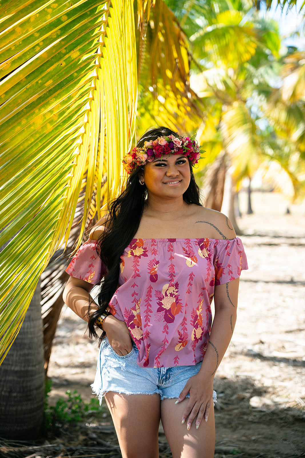 Leimana Off The Shoulder Top- Lilac Luau