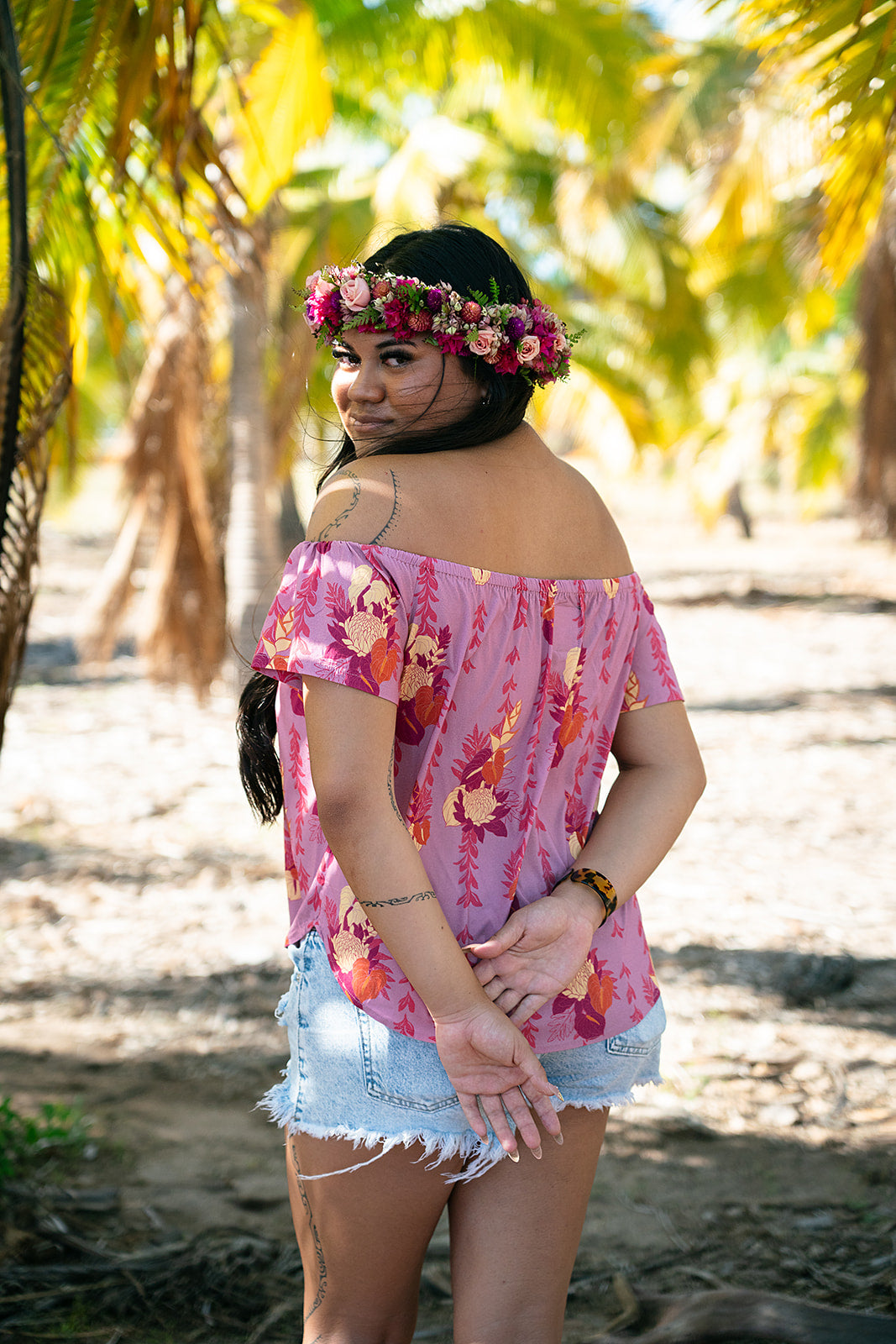 Leimana Off The Shoulder Top- Lilac Luau