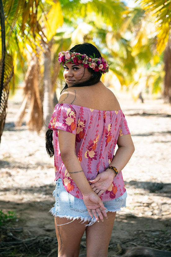 Leimana Off The Shoulder Top- Lilac Luau