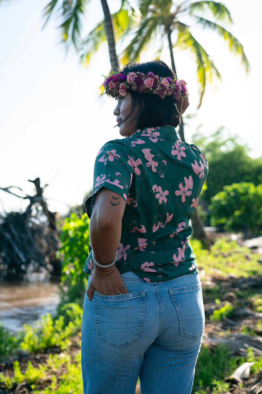 Thelma Aloha Top - Teal/Bubble Gum