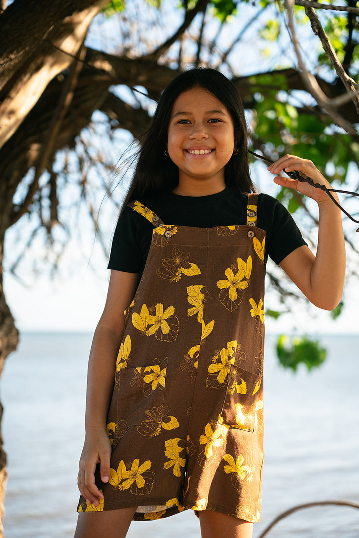 Kapu Button Girl's Overall - Chocolate