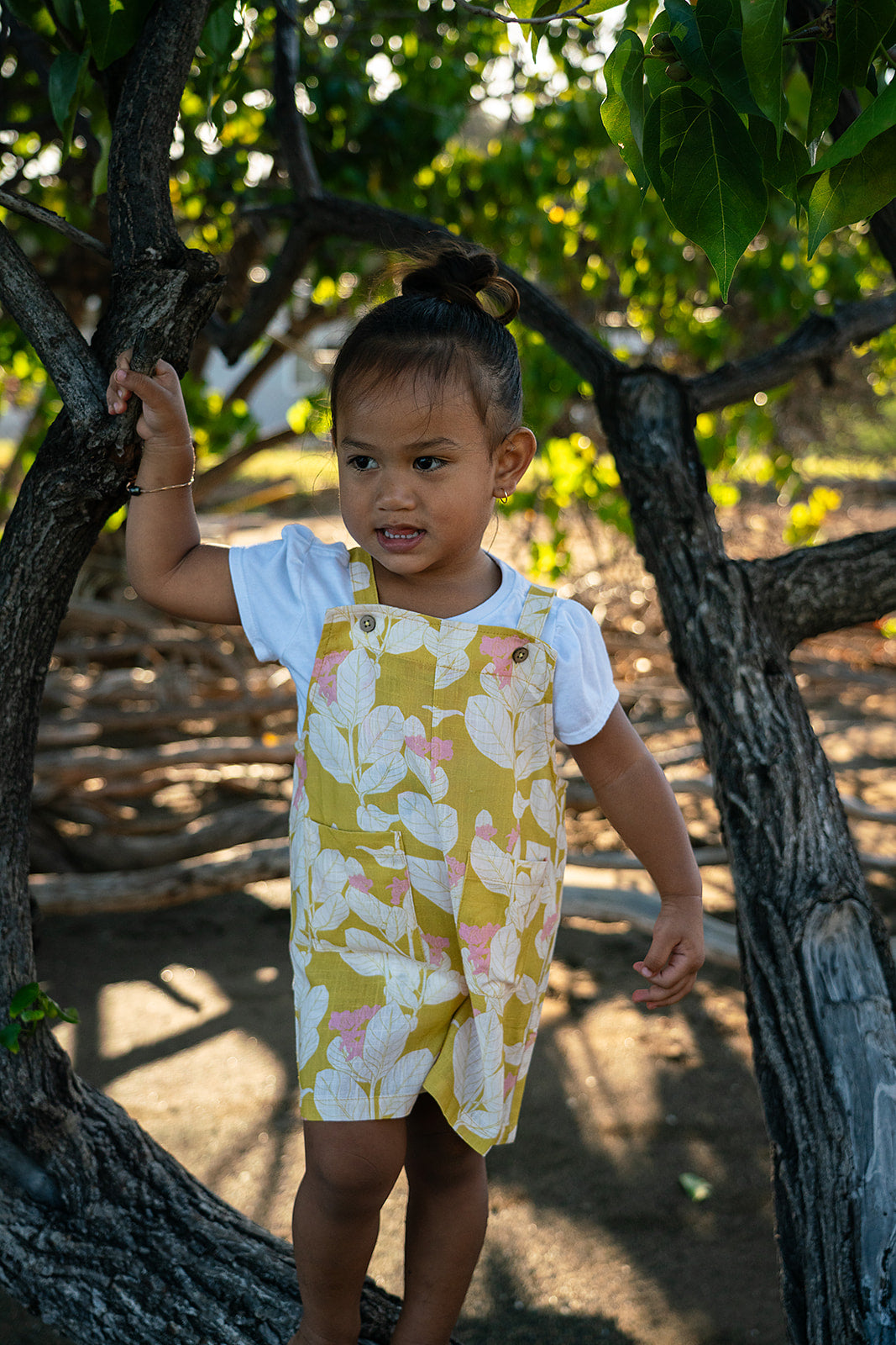 Kapu Button Girl's Overall - Lemon